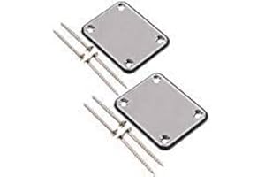 MICOVAY 2 Pack Guitar Metal Neck Plates with Plastic Mat Compatible for Strat Tele Style Electric Guitar Replacement, Chrome