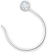 Panache Exports 0.04 ct Bezel Set Cubic Zirconia Flower Nose Pin Piercing Stud 925 Sterling Silver