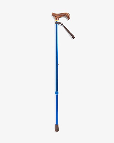 Derby Handle Cane by RMS | Walking Cane with Comfort Grip Handle | Adjustable Height, Lightweight Walking Stick Mobility Aid (Blue)