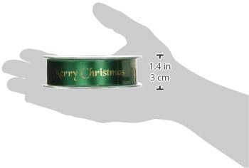 Anniversary House Merry Christmas Cake Ribbon Reel, 20m Green & Gold Polyester Ribbon - Image 3