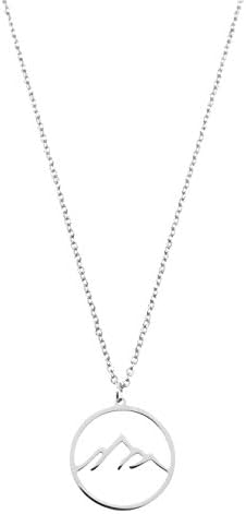 Happiness Boutique Women Mountain Necklace in Silver Colour | Delicate Circle Pendant Necklace Stainless Steel Jewellery