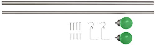 AmazonBasics Decorative 5/8" Curtain Rod with Round Finials - 28-48", Kelly Green