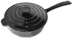 Warrior Stoves WSCWSP&LEB Enamelled Cast Iron Saucepan / Skillet Pan With Lid Black