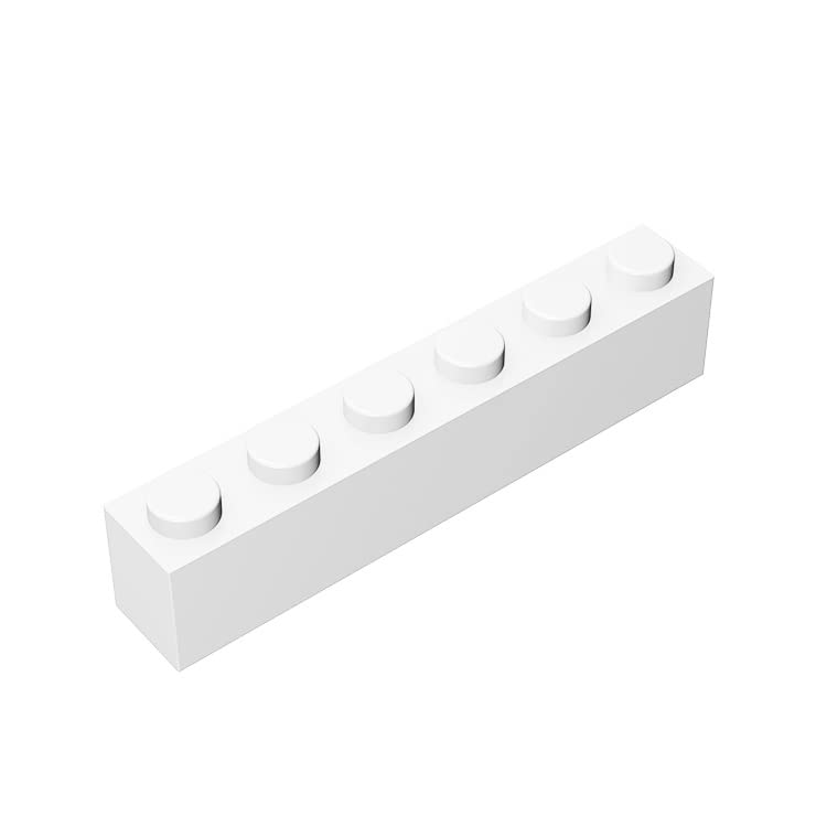 Classic Bulk Brick Block 1x6, 200 Piece White Brick 1x6, Compatible with Lego Parts and Pieces 3009, Creative Play Set - Compatible with Major Brands(Colour:White)