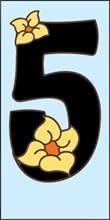 3" x 6" Ceramic Tile Address House Number FLORAL #5 FIVE