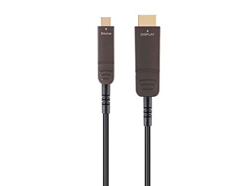 Monoprice USB 3.1 Type-C to HDMI Video Cable - 100 Feet - Black | 4K@60Hz, Fiber Optic, AOC, Transmits Up to 100 Feet, Gold Plated Connectors - SlimRun AV Series