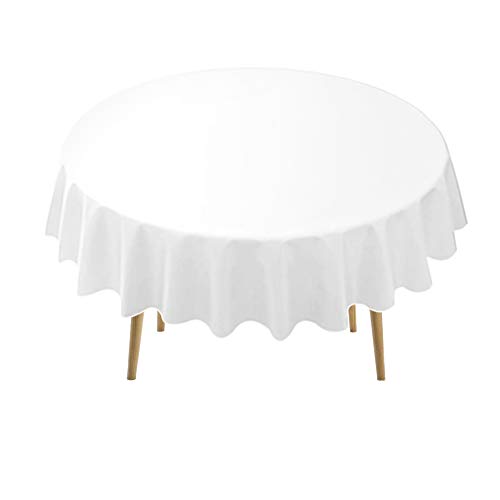 White Plastic Tablecloths 2 Pack Disposable Table Covers 84 Inch Circle