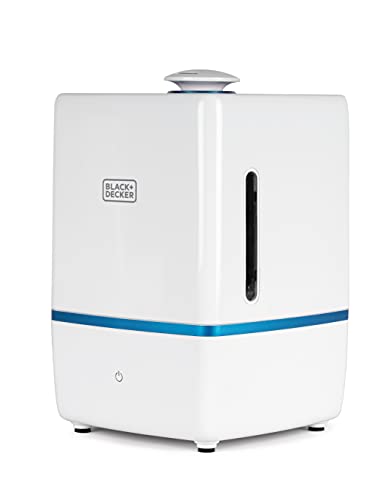 BLACK+DECKER 1.32 Gallon Ultrasonic Humidifier, Cool Mist, Aromatherapy Compartment for Essential Oils, Top Fill, 360-Degree Mist, Up To 28-Hour Run Time, BUH005, White