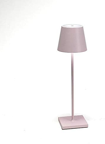 Zafferano Rechargeable LED Table Lamp Poldina, Dimmable, Aluminium Body, Height 38 cm, IP54 Protection, Suitable for Outdoor/Indoor Use, EU Plug-Pink, 2.2 W