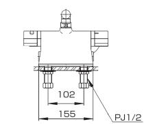 三栄水栓 【バス用混合栓】サーモデッキシャワー混合栓 ストップシャワー付き 取付け芯ピッチ102mm SK785DT2