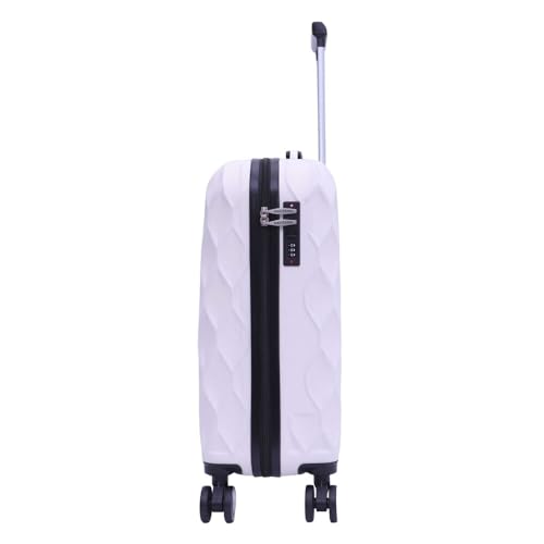 SANTINO Mala de Viagem Media 23kg Rígida ABS 4 Rodas 360º com TSA Leve Resistente Flexível Antifurto Off White tamanho 24 polegadas
