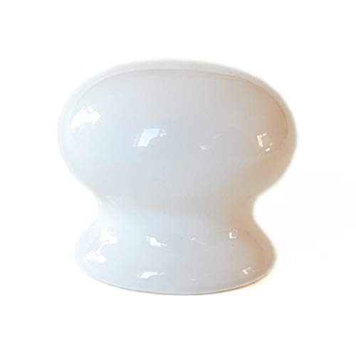 French Furniture Fittings Set of 6 Ceramic Knobs White Glaze (FFF) - Kitchen Cabinet Cupboard Door knobs, Cupboard, Chest, Furniture, Drawer Handles - Vintage Shabby Chic (40mm Diameter)