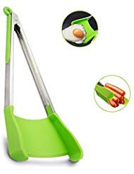 2-in-1 Non-Stick Silicone Spatula And Tong – Grab, Scoop And Flip With One Utensil – For Kitchen, BBQ Or Backpacking – Heat Resistant, Dishwasher Safe