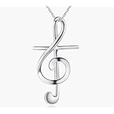 VQGRIXZCE S925 Sterling Silver Cross Music Note Dainty Faith Necklace for Women Jewelry