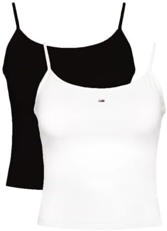 Pack de tops de alças de 2 mulheres Essential Strap Top Tecido elástico, Multicolor (Ecru/Preto), XXS — foto 4 de 4