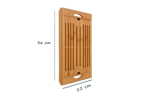 Migalheira Tábua de Pão em Bambu 36x22cm Bandeja com Coletor de Migalhas