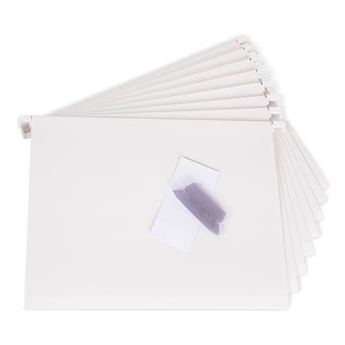 Bigso Box of Sweden Set of 8 Suspension Files Including Labels - Cardboard Hanging Files for The Johan File Organiser Box - Document Storage for Certificates, Receipts or Instructions - White