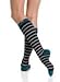 VIM & VIGR Women's 15-20 mmHg Compression Socks: Nautical Stripes - Mint, Black, Turquoise (Nylon) (Large)