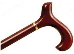 Wood Cane With Derby Handle and Collar Ladies - Rosewood Stain