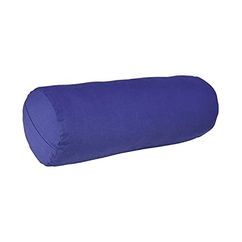 YogaAccessories MAX Support Deluxe Round Cotton Yoga Bolster, Blue