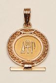 Egyptian "HEALTH LIFE &amp; HAPPINESS" Shen Pendant - 18K Gold - Filigree Style
