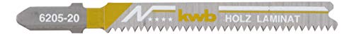 kwb Jigsaw Blades for Wood Made Of Sturdy Bi-Metal With Single-Cam Shank (T-Shank), Single tooth, Optimum Sawdust Transport, Long-Lasting Sharpness, Polished Surface, for Fine Cuts