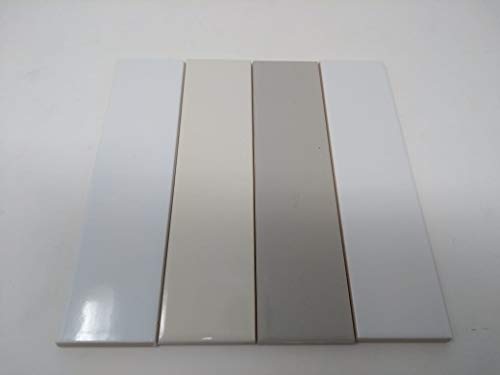 Subway Tile 2 X 8 Set of 4 Samples, (White Gloss/White Matte/Gray/Bone)