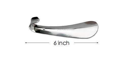 Travel Shoe Horn for Men, Women - Portable 6 Inch Long Shoe Horn, Easy to Take for Travel Use, Stainless Steel Shoe Helper Stick, Heavy Duty Unibody Metal Shoe Horn, Shoehorn
