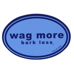 Wag More Bark Less Auto Car Office Refrigerator MAGNET - Light blue background with Dark Blue Font