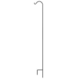 Gray Bunny Shepherd Hook, 92 inch Black 3/5 Inch Thick, Solid Single Piece Heavy Duty Rust Resistant Premium Metal Hook Hangers for Weddings, Hanging Plant Baskets Solar Lights Lanterns Bird Feeders