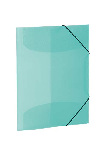 HERMA Elastic Folder Translucent in Turquoise, A4, Sturdy Plastic, with 3 Inner Flaps, 1 Span Folder