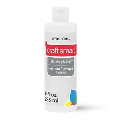 Craft Smart 8oz. White Satin Acrylic Paint Non-Toxic Paint for Drawing, Painting, Art & Crafts Supplies - Bulk 8 Pack