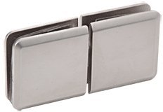 Satin Nickel Square Beveled 180 Degree Glass-to-Glass Movable Transom Clamp