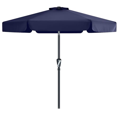 MasterCanopy 230 cm Sonnenschirm mit 6 Rippen, Kurbel & Volant, Marineblau