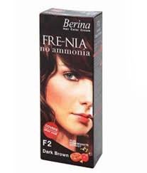 BERINA FRE-NIA HAIR COLOR CREAM F2 DARK BROWN, NO AMMONIA + POMEGRANATE EXTRACT