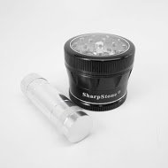 Sharpstone V2 2.1" Black Clear Top Grinder with a Cali Crusher Pollen Press
