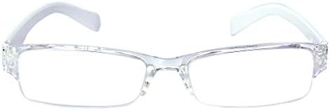 Transparent Half Rim Reading (Near Vision) Glasses (White, 1.5)