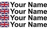 4X Personalised Name Bicycle Frame Helmet Cut Vinyl Stickers Decals Any Flag Available for Cycle Mountain Bike BMX