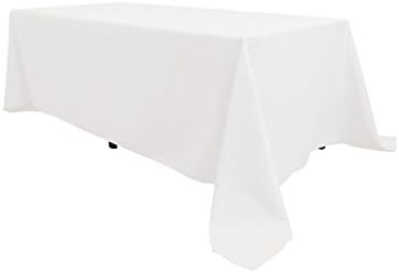 Sunnolimit Tablecloth - 90 x 132 Inch -White-Rectangular Polyester Table Cloth, Wrinkle,Stain Resistant - Great for Buffet Table, Parties, Holiday Dinner & More