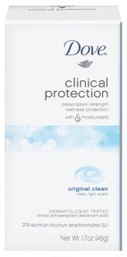 Dove Clinical Protection Anti Perspirant and Deodorant Solid, Original Clean - 1.7 Oz (Pack of 5)