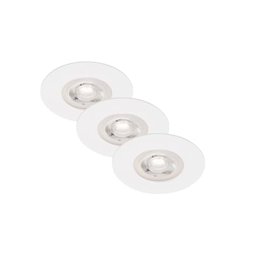 BRILONER Leuchten 7036-036 Set of 3 LED Recessed Ceiling Spotlights Dimmable Ultra-Flat LED Recessed Bathroom Spotlight IP44 White 90 x 25 mm
