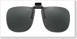 Polarized Clip-on Flip-up Plastic Sunglasses - Square - 60mm Wide X 54mm High (136mm Wide) - Polarized Grey Lenses by Opsales