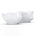 TASSEN Medium Porcelain Bowl Set No. 1, Grinning & Kissing Face, 6.5 oz. White (Set of 2 Bowls)