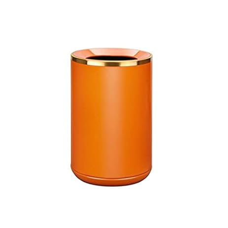 Papeleras Pequeñas Bote de basura de metal naranja con abertura curva