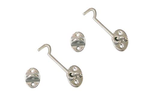 QCAA Marine Grade Stainless Steel 316 Cabin Hook Latch & Eye, 2.5", 2 Pack