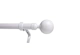 Urbanest 1-inch Diameter Steel Ball Adjustable Single Drapery Curtain Rod, 84-inch to 120-inch, Glossy White