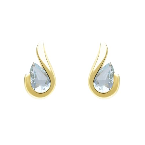Ivy Gems 9ct Yellow Gold Pear Cut Aquamarine Stud Earrings