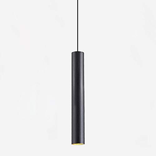 Phube LED Pendant Light Nordic Long Tube Hanging Lamp Minimalist Creative Ceiling Lamp Modern Art Decor Lighting Fixture for Dining Room Kitchen Island(Black)