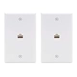 VCE 2-Pack 1 Port RJ45 Cat6 Female to Female Connector Ethernet Wall Plate, UL Listed RJ45 Keystone Jack Inline Coupler FacePlates - White