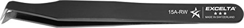 Excelta Precision Carbon Steel Tweezers, 70° Angulated Round Tip, Ideal for Soft Wire Cutting & Detailed Work, Epoxy Coating & Flame-Hardened Blades, 4.5" Length, Professional